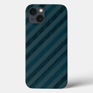 青上品でカスタムで暗い水及び海軍は縞で飾ります iPhone 13ケース