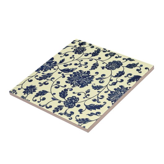 青中国のいデルフトの花と葉の～ * to タイル (側面)