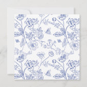 青中国の白ヴィンテージフローラベビーイン開花 招待状 (裏面)