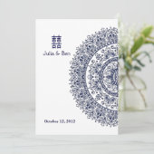 青中国の色白磁二重ハピネス 招待状 (スタンド正面)