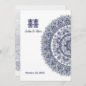 青中国の色白磁二重ハピネス 招待状 (正面/裏面)