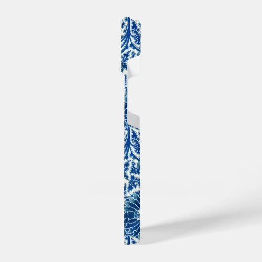 青中国の花柄 iPhoneケース (左側面)