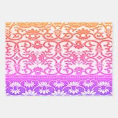 青中国の – 緑 – 熱帯の色のフローラ ラッピングペーパーシート (正面3)