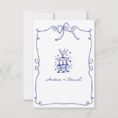 青予測できなお洒落予測できな手描き結婚の 出欠カード (裏面)