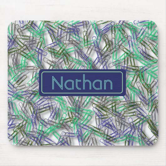 青予測できな緑のクリップパーソナライズされた マウスパッド (正面)