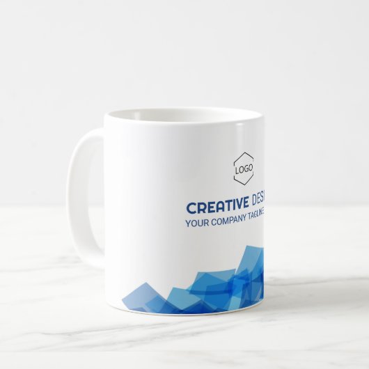 青企業のミニマルカスタムロゴ コーヒーマグカップ (正面左)
