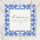 青伝統的イタリアン結婚式の引き出物ラベル フェイバータグ (裏面)