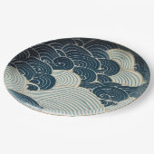 青伝統的波セ日本のラミックデザイン ペーパープレート (アングル)