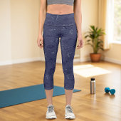 青伝統的波日本の青海波パターン カプリレギンス