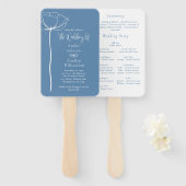 青伝統的白はっきりしたミニマルフローラ ハンドファン (正面&裏面)