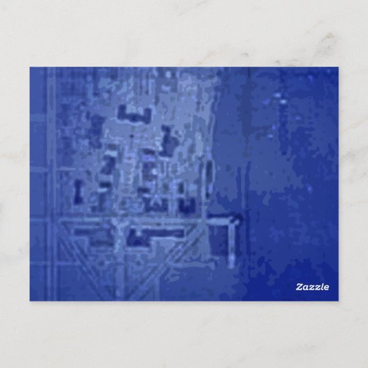 青写真の手紙"A"のタイポグラフィの旗カード ポストカード (裏面)