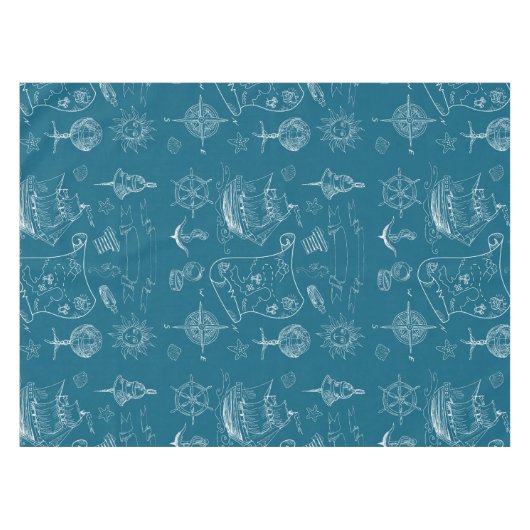 青写真の航海ので写実的なパターン テーブルクロス (正面(横))