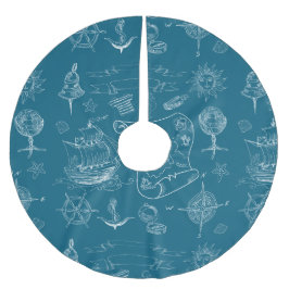 青写真の航海ので写実的なパターン ブラッシュドポリエステルツリースカート