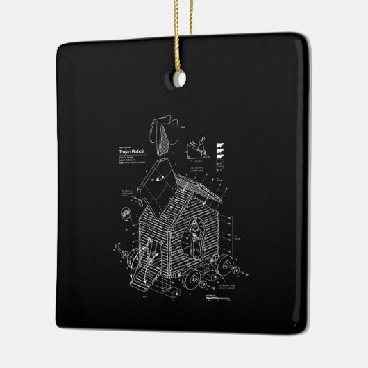 青写真トロイの木馬おもしろいウサギ セラミックオーナメント (左)