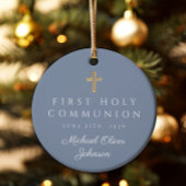 青写真宗教クロスボーイファースト・コミュニオン セラミックオーナメント