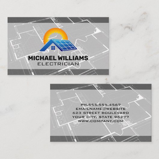 青写真 | 家太陽ののロゴ 名刺 (正面/裏面)