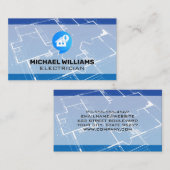 青写真 | 電気アイコンとホームロゴ 名刺 (正面/裏面)