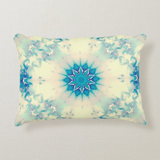 青凍ってい霜の降りた雪片の冬の模様 アクセントクッション (正面)