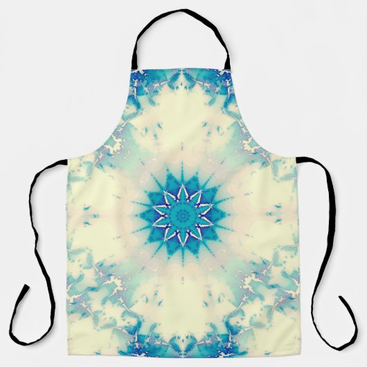 青凍ってい霜の降りた雪片の冬の模様 エプロン (正面)