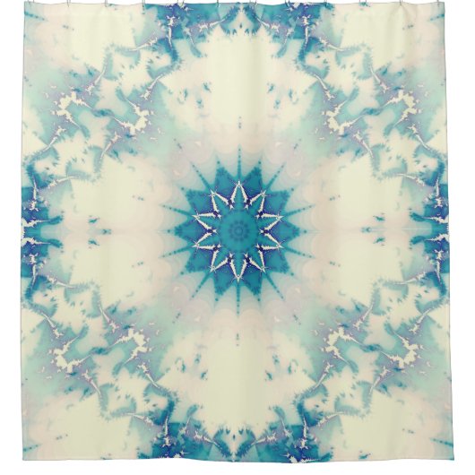 青凍ってい霜の降りた雪片の冬の模様 シャワーカーテン (正面)