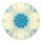 青凍ってい霜の降りた雪片の冬の模様 セラミックノブ (正面)