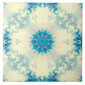 青凍ってい霜の降りた雪片の冬の模様 タイル (正面)