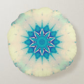 青凍ってい霜の降りた雪片の冬の模様 ラウンドクッション (裏面)