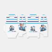 青列車の男の子の赤ちゃんシャワーにテディベア フェイバーボックス (折り畳みなし)