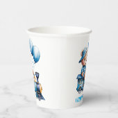 青列車の男の子の赤ちゃんシャワーにテディベア 紙コップ (右)