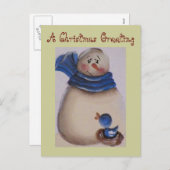 青初期の鳥の国雪だるま シーズンポストカード (正面/裏面)