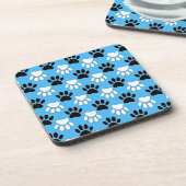 青動揺してい背景に白黒の前足 コースター (左側)