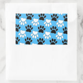 青動揺してい背景に白黒の前足 長方形シール (バッグ)