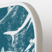 青動揺してサメ模様モノグラム ピックルボールラケット (左詳細)