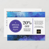 青動揺して紫の水色クーポン割引 ポストカード (正面/裏面)