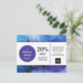 青動揺して紫の水色クーポン割引 ポストカード (スタンド正面)