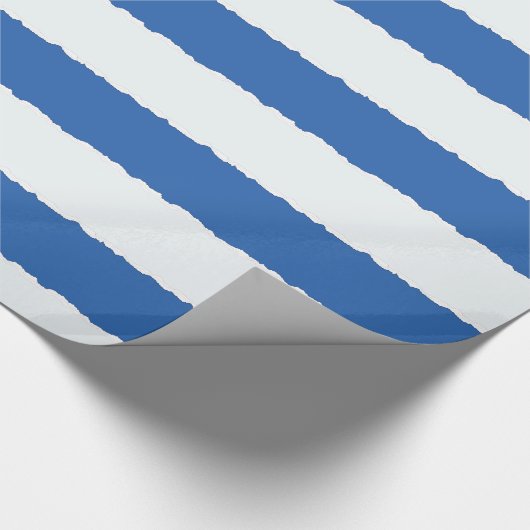 青動揺して色の白ストライプいフェイク ラッピングペーパー (角)