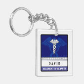 青医学の注意深いKeychainはカスタマイズ キーホルダー (正面左)