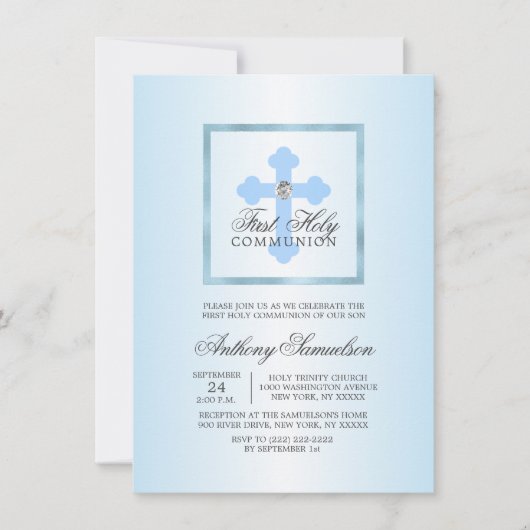 青十エレガント字第一聖餐式少年 招待状 (正面)