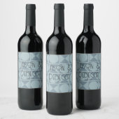 青半モダン部幾何タイル結婚のカスタム ワインラベル (ボトル)