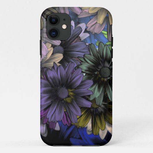 青及びオレンジの花柄 Case-Mate iPhoneケース (裏面)