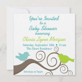 青及びライムの枝の鳥 招待状