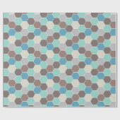 青及び灰色の幾何学的 ラッピングペーパー (フラット)