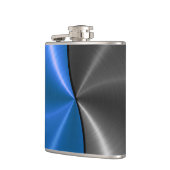 青及び灰色の金属鋼メタル フラスク (左)