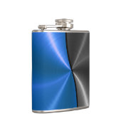 青及び灰色の金属鋼メタル フラスク (右)