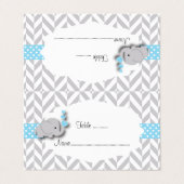 青及び灰色象のベビーシャワー|の座席表 名刺 (外部フラット)