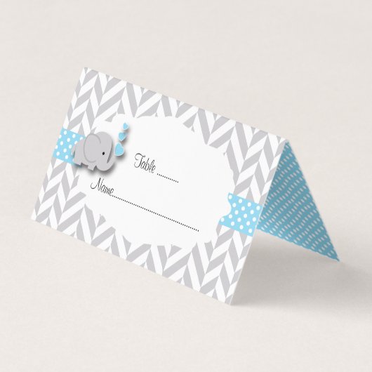 青及び灰色象のベビーシャワー|の座席表 名刺 (裏面)
