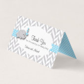 青及び灰色象のベビーシャワー|キャンデーの上層 名刺 (裏面)