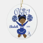 青及び白いアフリカ系アメリカ人のチアリーダーのオーナメント セラミックオーナメント (左)