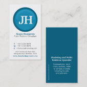 青及び白いガラス円のモダンな名刺 名刺 (正面/裏面)