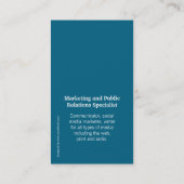 青及び白いガラス円のモダンな名刺 名刺 (裏面)